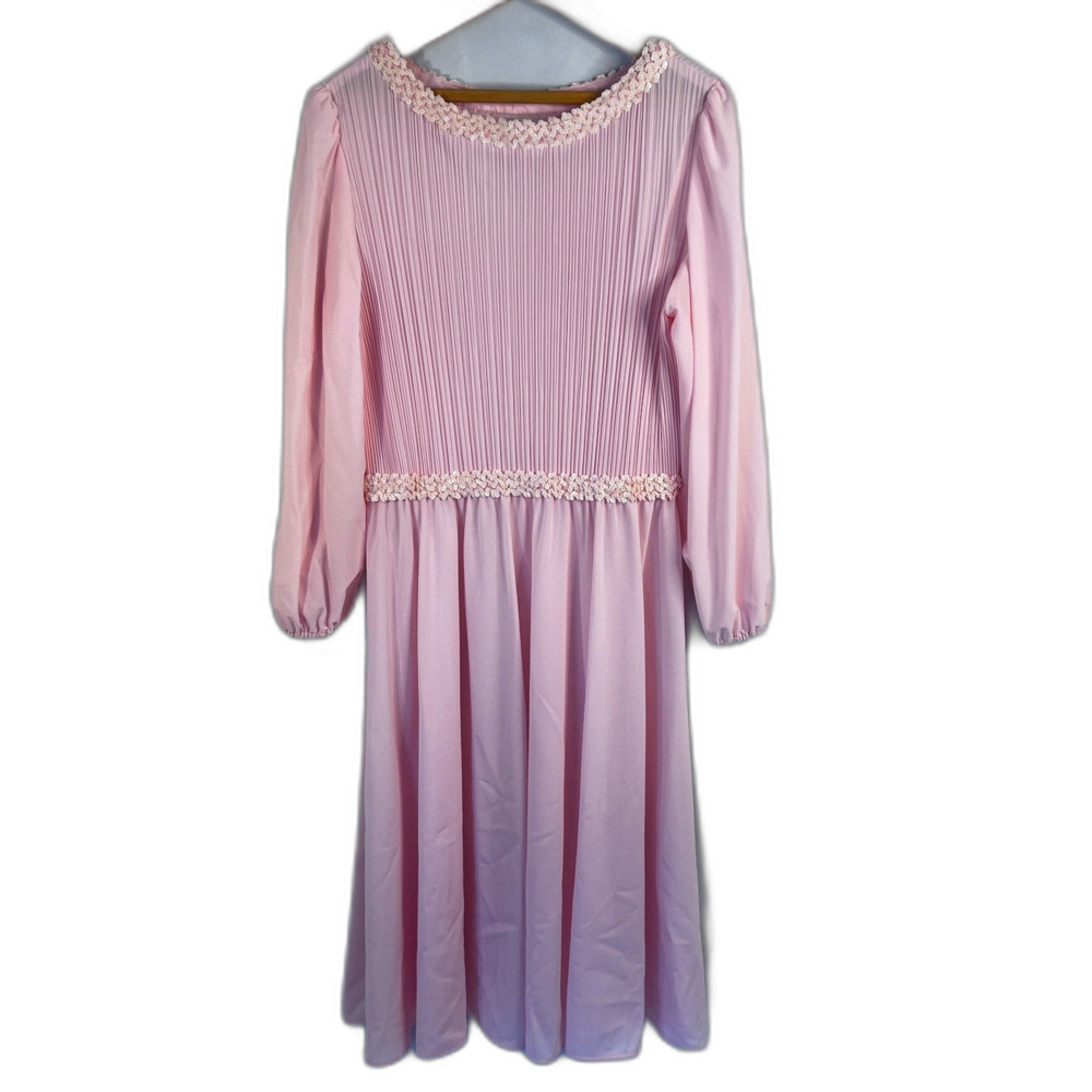 VTG Boston Maid Dress Pleated Bodice Retro Y2K Midi Dressy Size 20W** Fairy Core